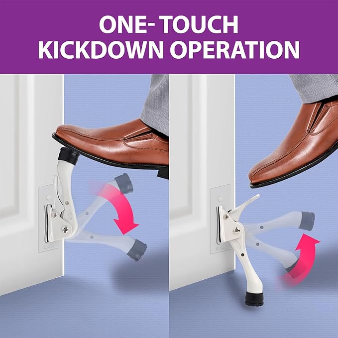 Door Stopper with Adhesive Bracket Stickers, No Drilling or Tools Needed
