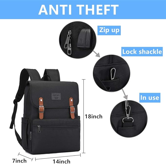 HFSX Laptop Backpack Men Women Vintage Backpack Bookbag College Backpacks