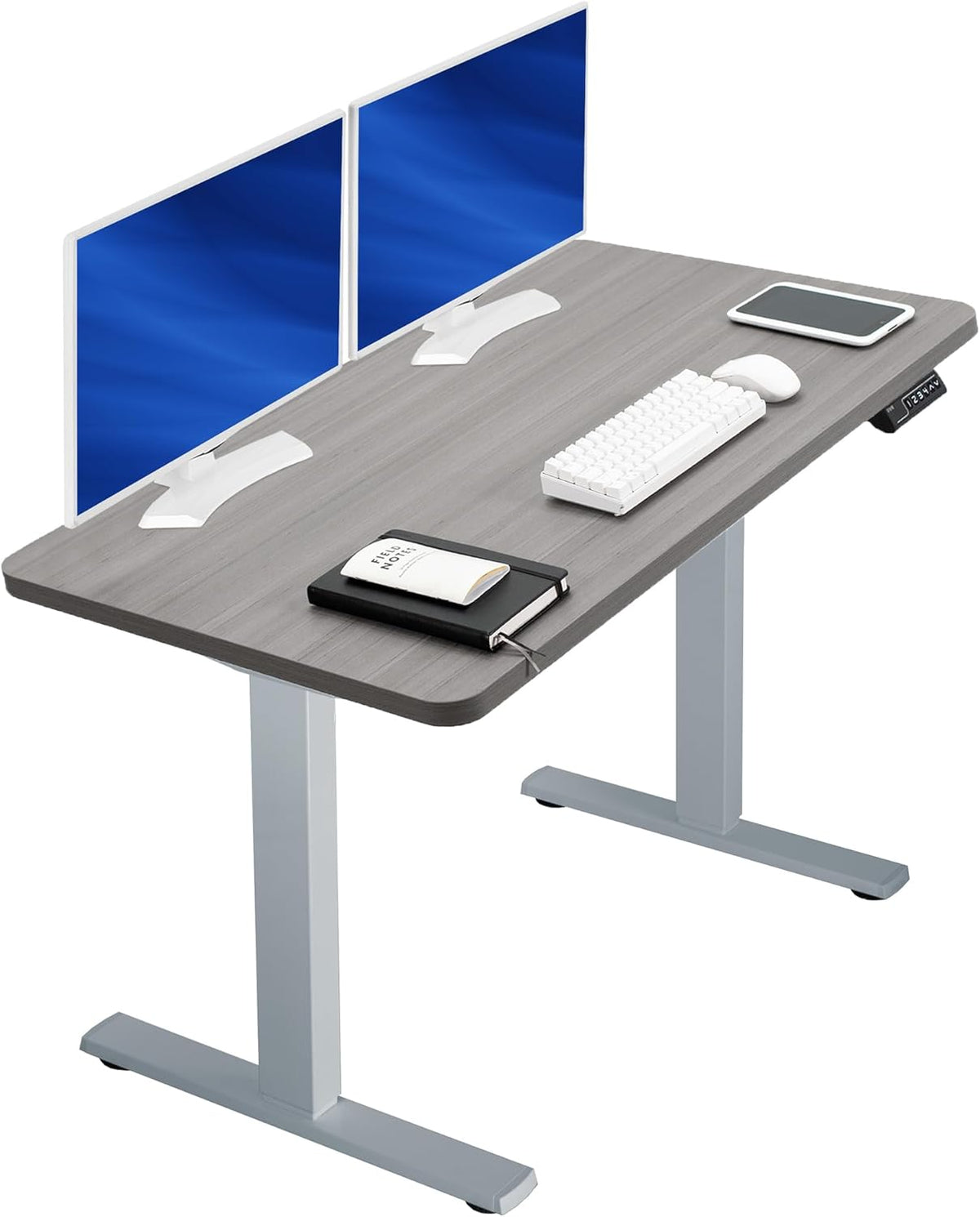 VIVO Electric 43 x 24 in Standing Desk, Memory Height Adjustment, 1B Series, One-Piece Dark Gray Top, Gray Frame, DESK-KIT-1G4G