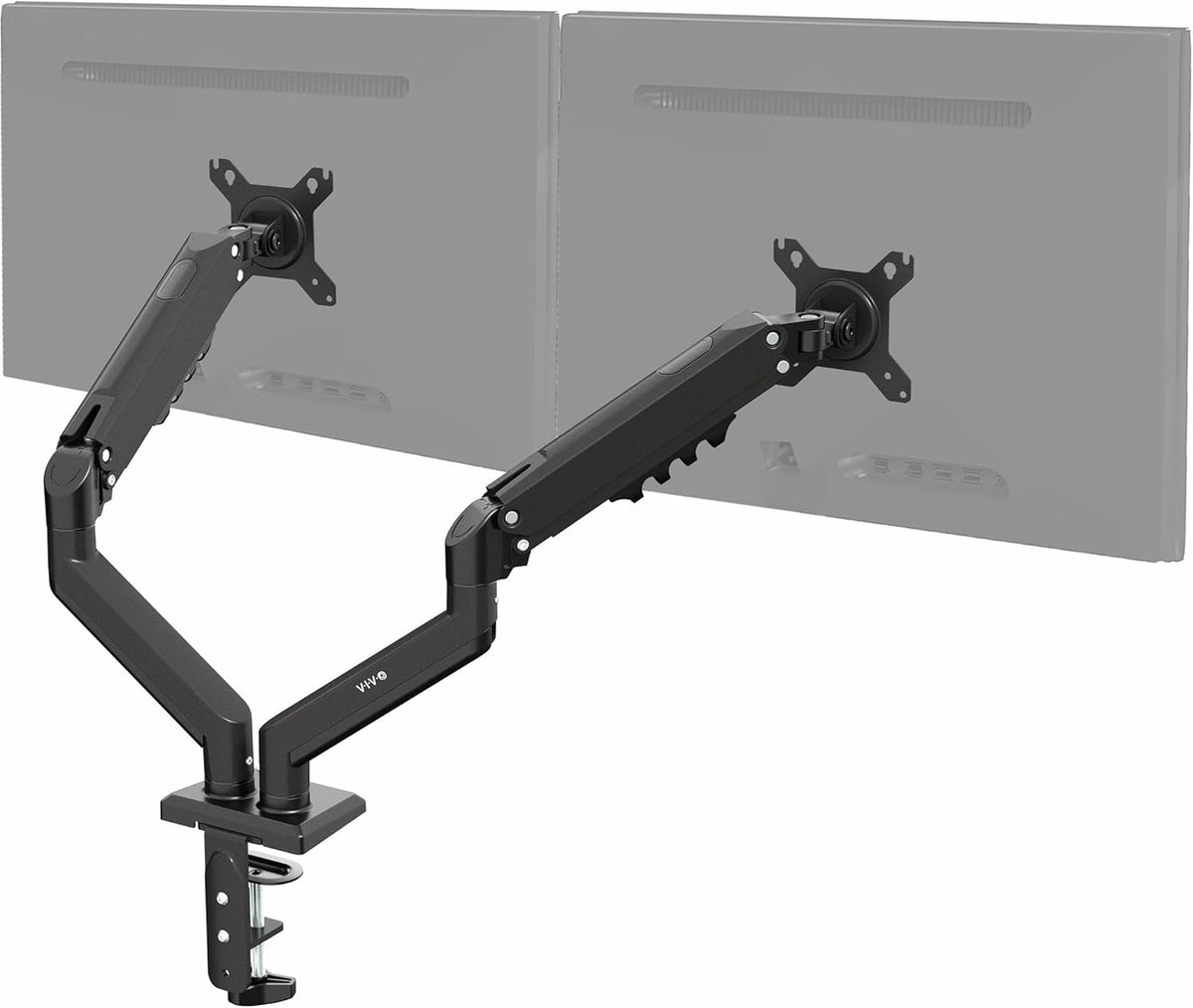 VIVO Aluminum Articulating Dual Monitor Arm for 13 to 30 inch Screens, Desk Mount Tension Spring Monitor Stand for 2 Screens, Black, STAND-V102O