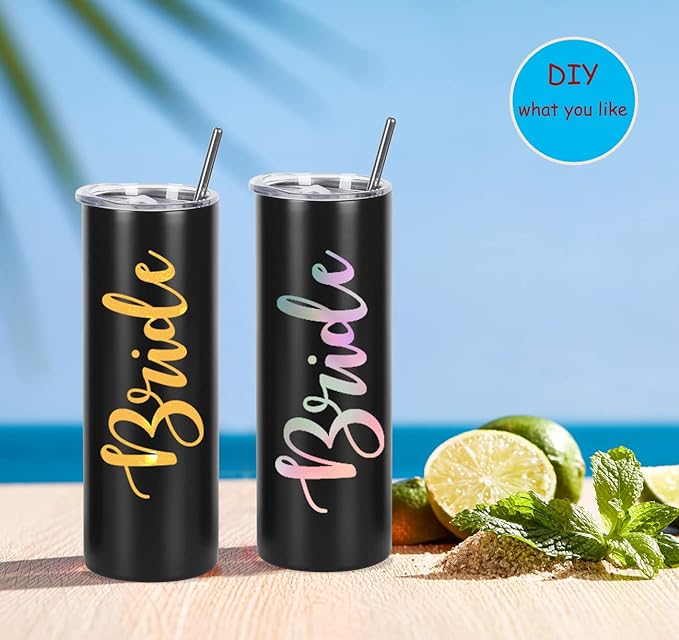 16 Pack 20 Oz Straight Skinny Tumblers,Individually Gift Boxed Stainless Steel Slim Skinny Tumbler Set Bulk, 20 Oz Insulated Slim Thin Travel Tumbler Cup for Diy, Black