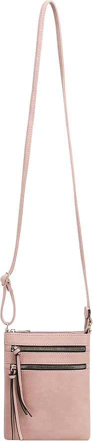 DELUXITY | Crossbody Purse Bag | Functional Multi Pocket Double Zipper Purse |