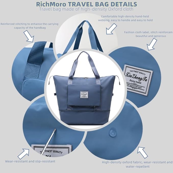 Large Capacity Foldable Travel Bag, Expandable lightweight Carry on Bag