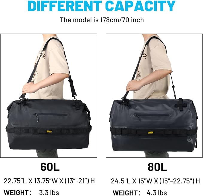 MIER Large Waterproof Duffel Bag Rolltop Dry Backpack Duffle Bags