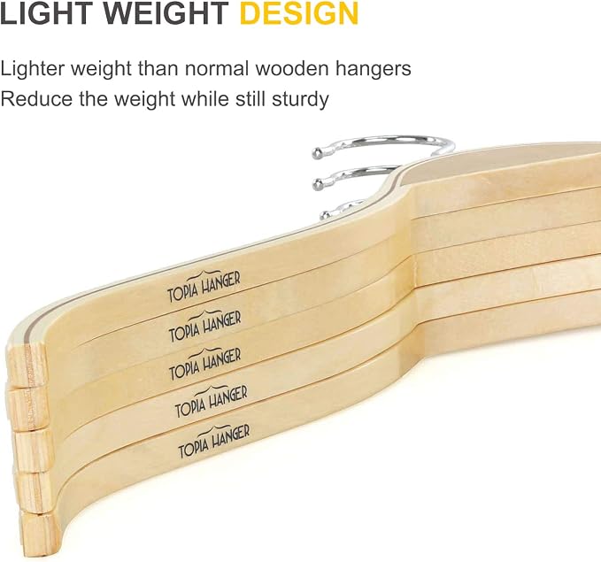 TOPIA HANGER Slim Natural Wood Hangers