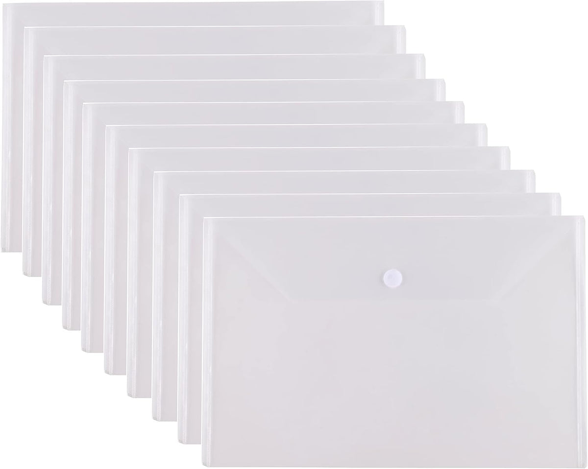 11 x 17 Clear Large Plastic Envelopes Document File Storage Holder 10 Pack Hook Loop Closure