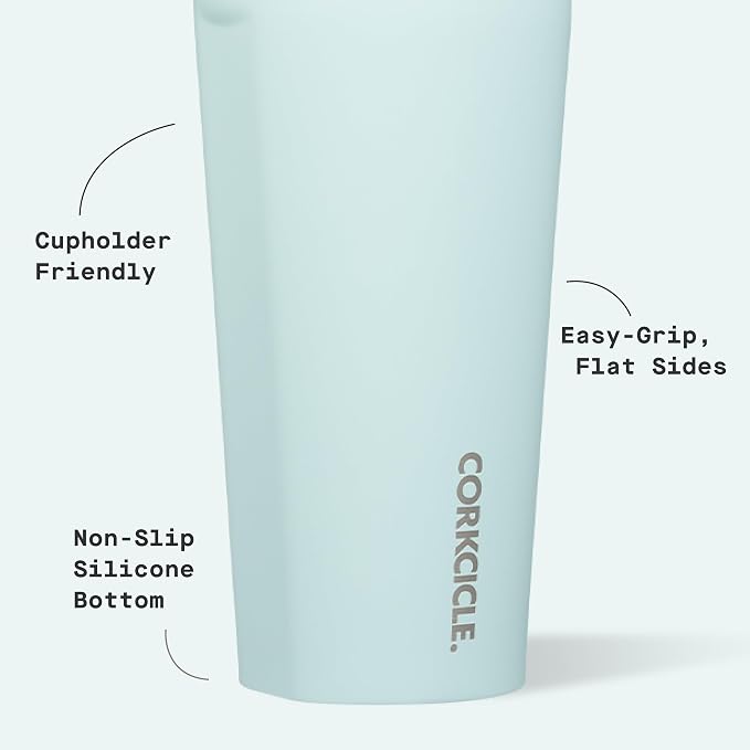 Corkcicle Classic Tumbler - Keeps Drinks Hot for 3 Hours - Triple-Insulated Stainless Steel - Cupholder Friendly - Holiday Mug Gift - Great for Gifting Warmth - 24 oz - Gloss Powder Blue