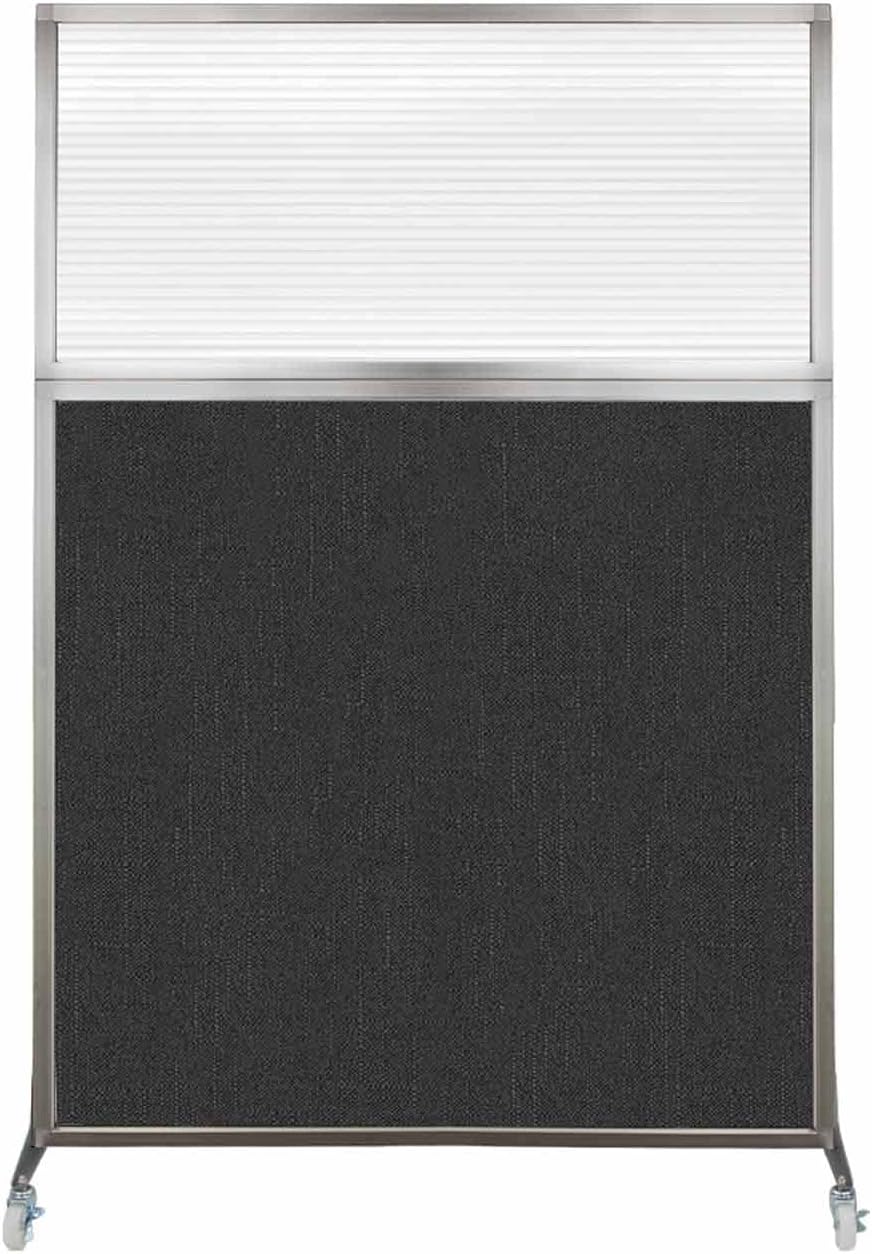 Versare Hush Screen Portable Room Divider with Wheels | Workstation Wall Divider | Freestanding Privacy Hush Panels | Clear Fluted Windows | Fabric Office Divider Screen | Great for Room Separation