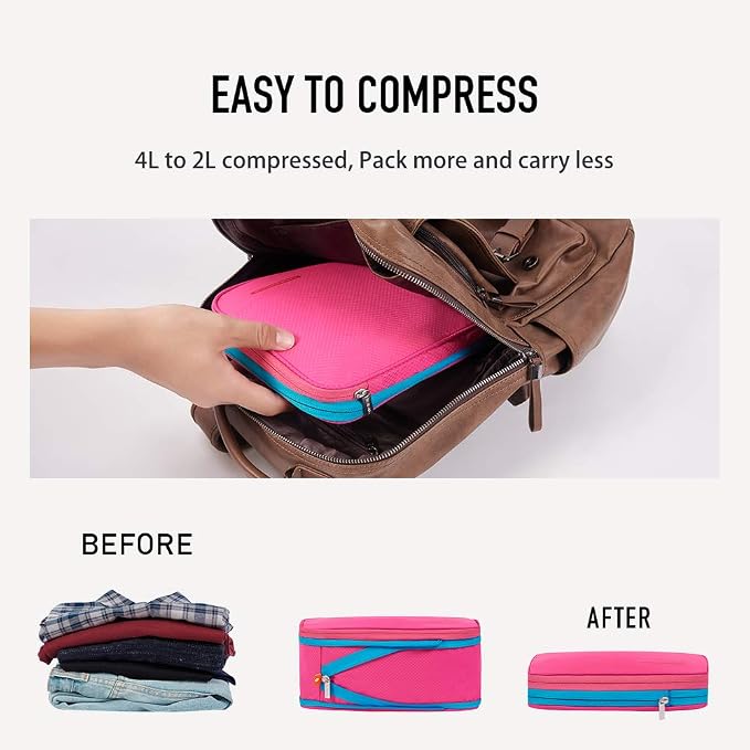 Bee Nesting Waterproof Compression Packing Cubes, Travel Packing organizers