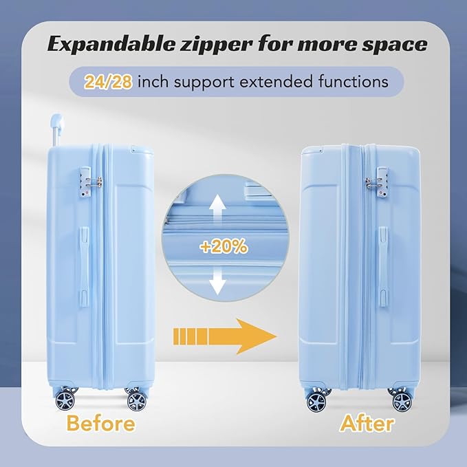 Merax 28 Inch Checked Luggage, Lightweight & Expandable Hardshell ABS Suitcase