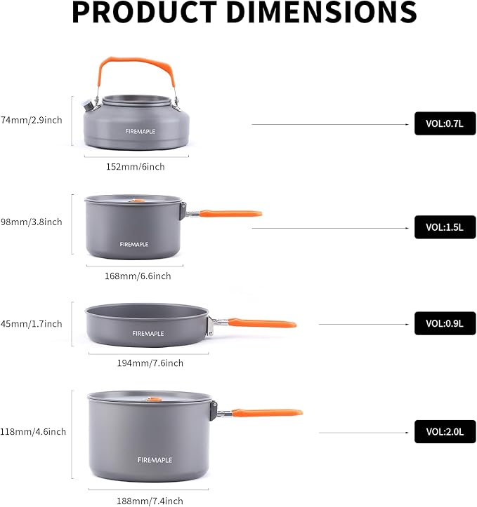Fire-Maple Feast 4 Piece Camping Cookware Cookware Cookware Kit Outdoor
