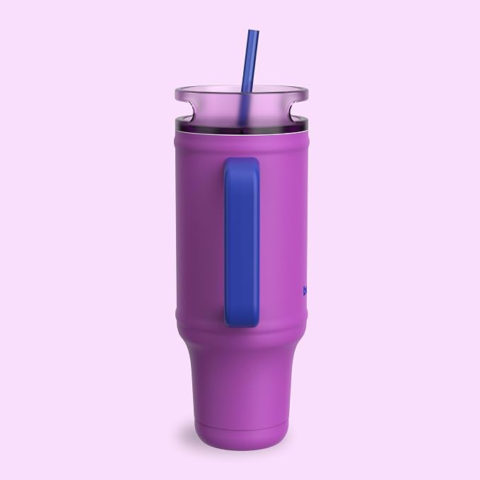 bubba 40 oz Insulated Stainless Steel Tumbler with Handle and Straw - Leakproof, Dishwasher Safe, Cup Holder Tumbler, Lead-Free and BPA-Free, Moodbooster