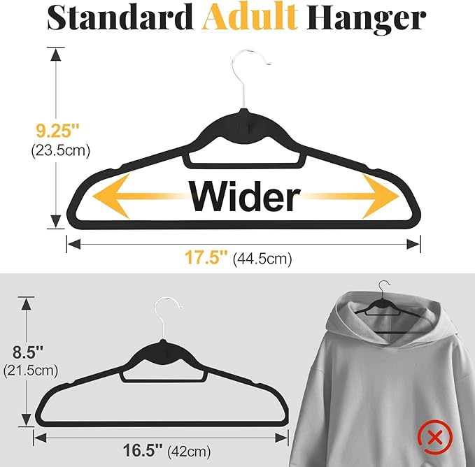 Velvet Felt Stackable Hangers 50 Pack, Non Slip,