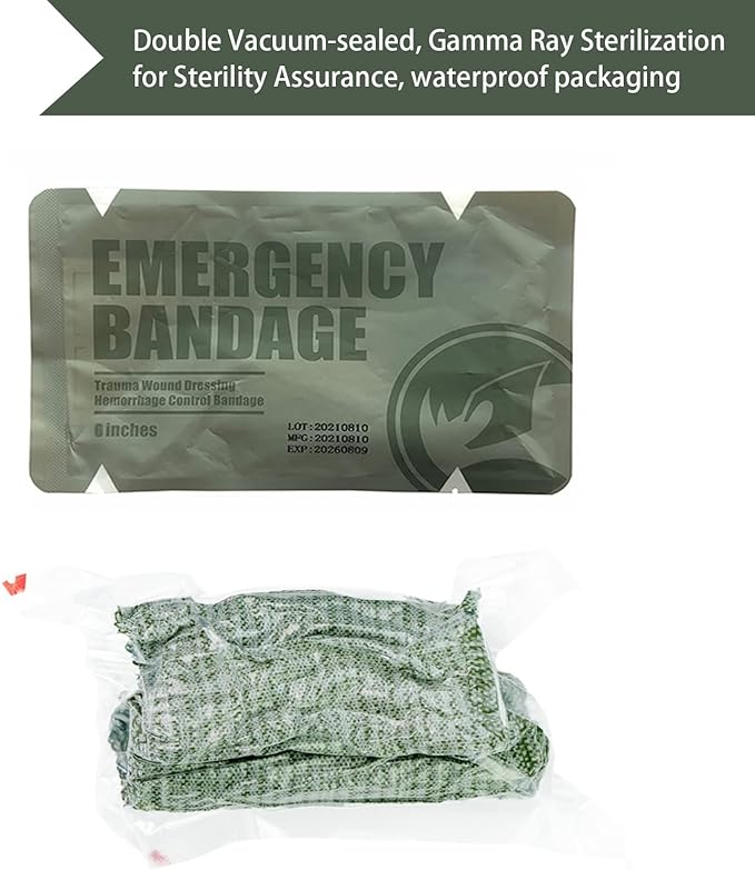 RHINO RESCUE 6" Israeli Style Emergency Bandage, Compression Trauma Wound