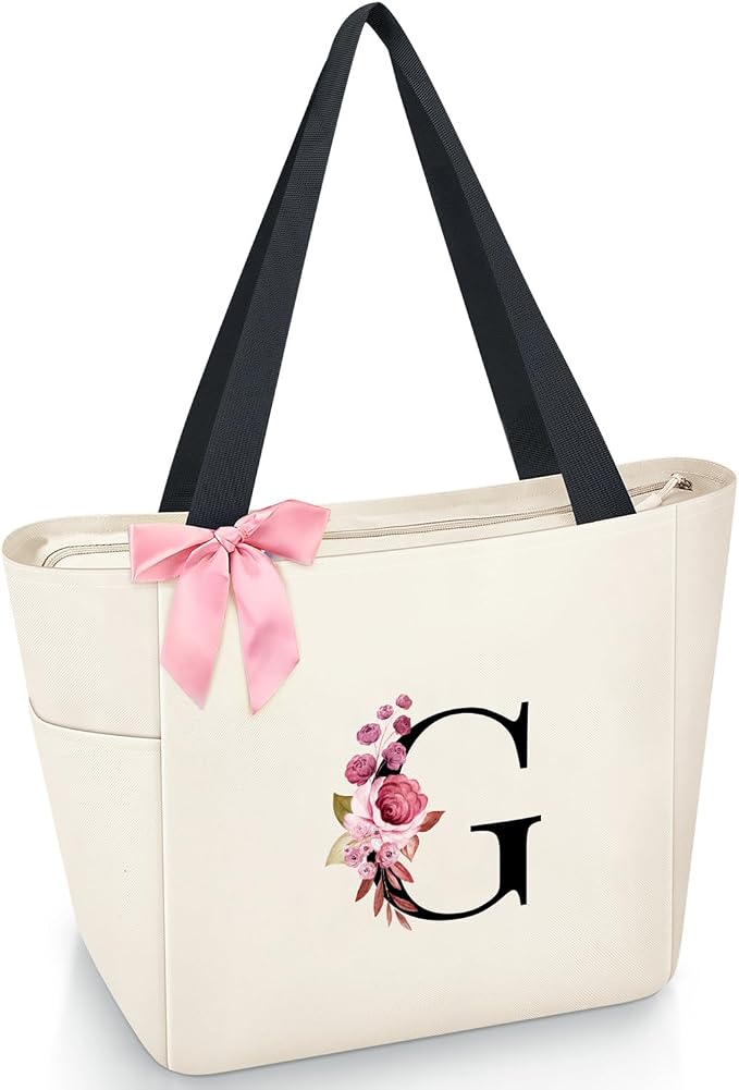 Vavabox Tote Bag, A-Z Initial Monogrammed Waterproof Tote Bag, Bridesmaid Gifts