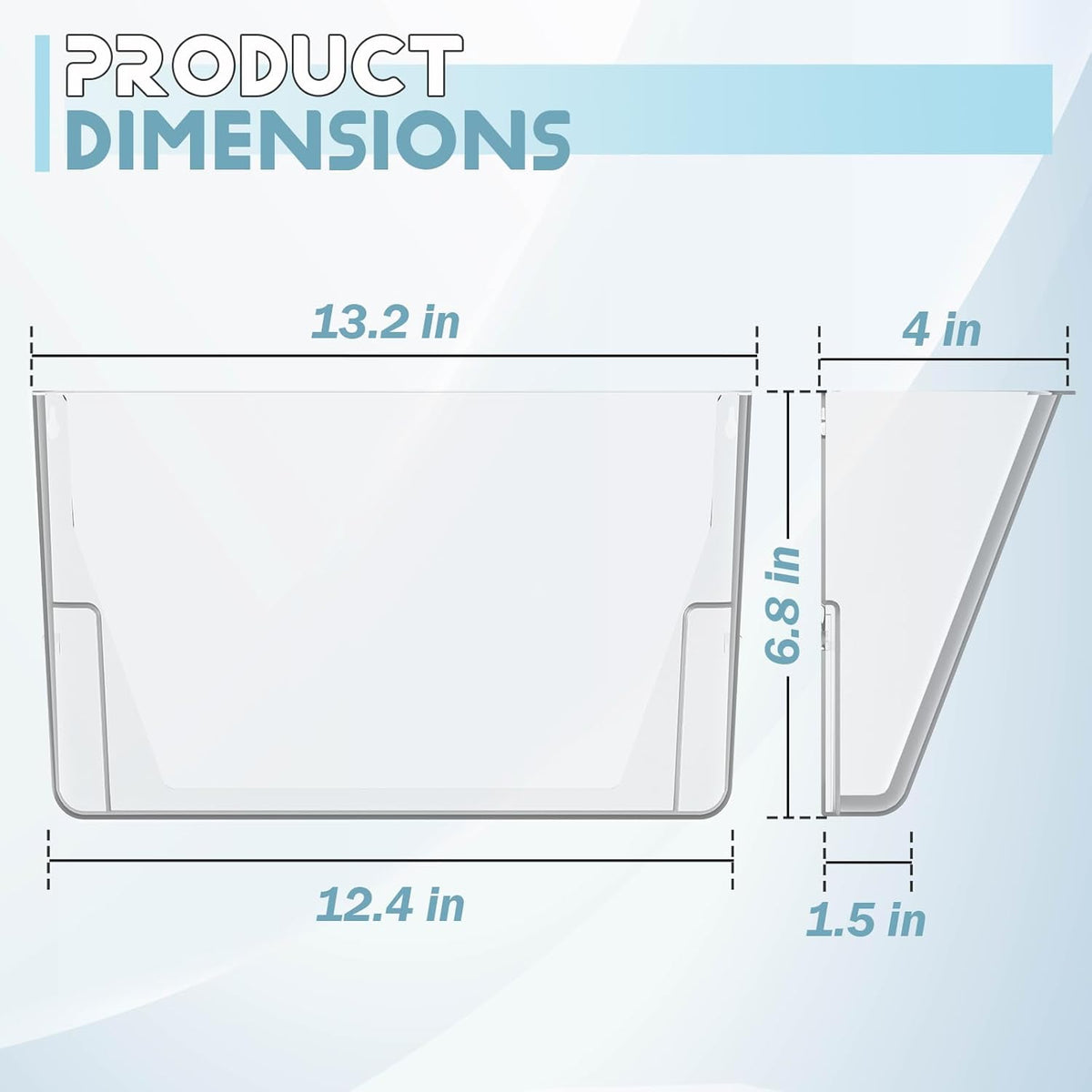 Clear Acrylic Single Pocket, Plastic Hanging Wall Mount File Holder for Office Home (Gray, pack6)