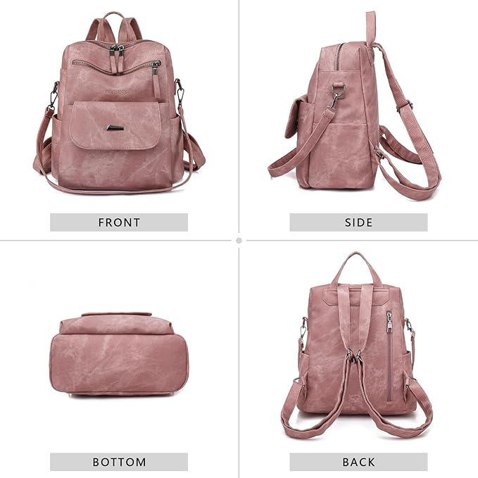 PU Leather Backpack Purse for Women Fashion Multipurpose Design Handbag Ladies