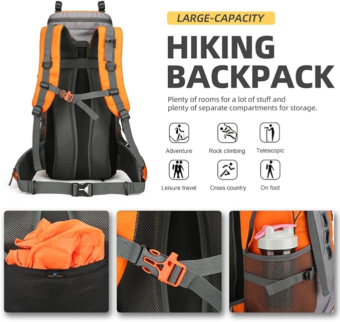 King'sGuard 60L Hiking Backpack Large Waterproof Camping Backpack
