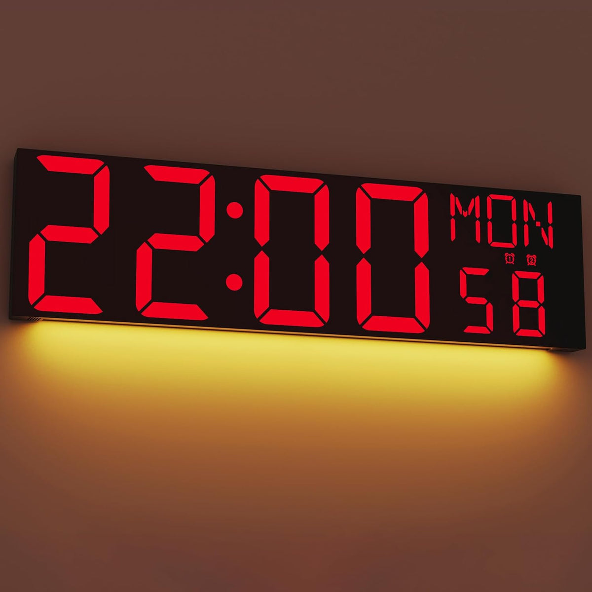 JALL 30" Large Digital Wall Mount Clock with Remote Control, Alarm, Big LED, Countdown, Auto DST, Temperature for Living Room Classroom Desk, Xmas, Birthday Gift, Black Shell Red Font