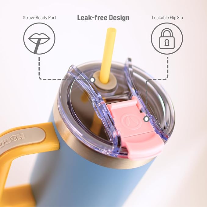 Hogg Big Swig 40 oz Tumbler with Handle and Straw - Dune Kiss, 40oz Insulated Stainless Steel, Water Tumbler with Straw, Water Cup with Handle, Versatile Leak Proof Lid