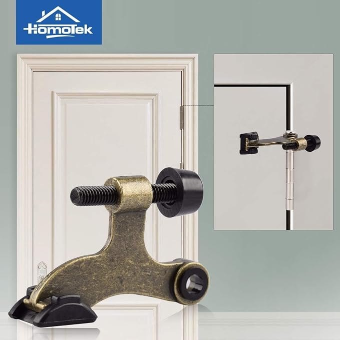 HOMOTEK 12 Pack Hinge Pin Antique Brass Door Stopper, Adjustable Deluxe Heavy