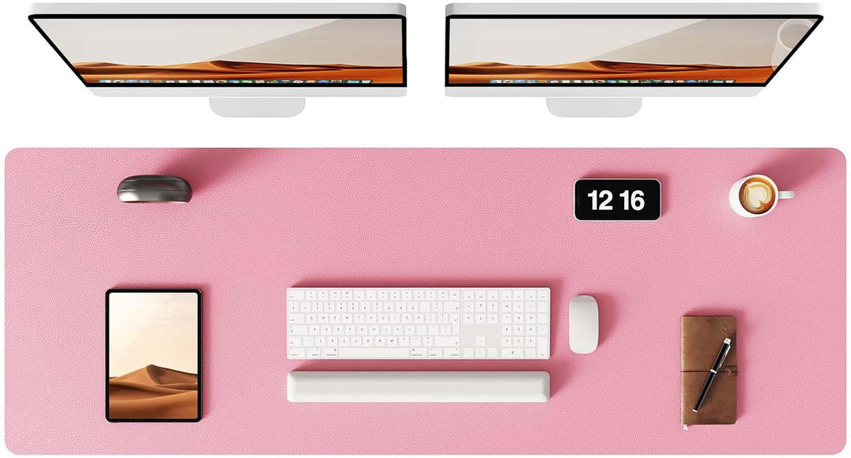 YSAGi Leather Desk Pad Protector, Office Desk Mat, Large Mouse Pad, Non-Slip PU Leather Desk Blotter, Laptop Desk Pad, Waterproof Desk Writing Pad for Office and Home (Pink, 47" x 17")