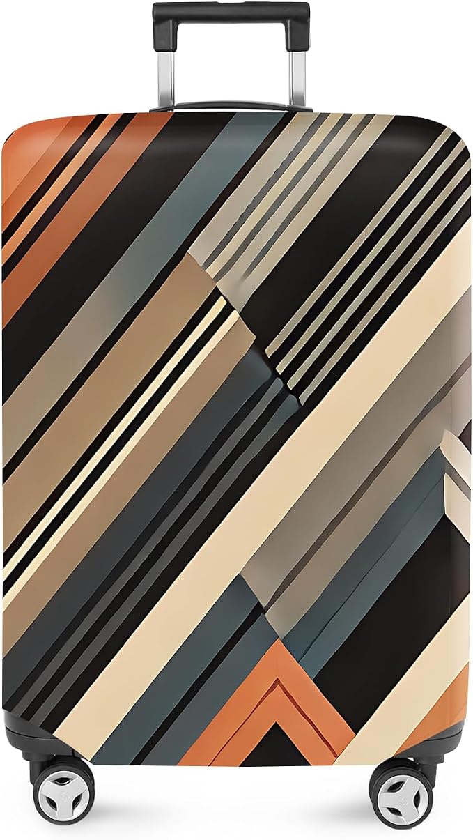 ANNA QUEEN Modern Geometric Luggage Cover, Abstract Striped Suitcase Protector