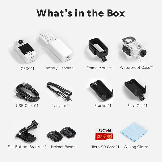 SJCAM C300 Pocket Action Camera 4K, 7Hour Power, 6-Axis Stabilization,