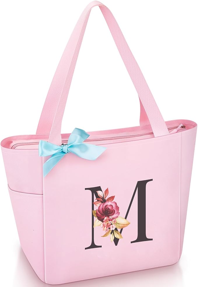 Vavabox Tote Bag, A-Z Initial Monogrammed Waterproof Tote Bag, Bridesmaid Gifts