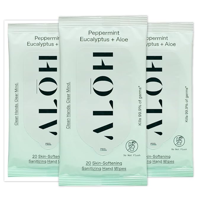 ALŌH Peppermint Eucalyptus + Aloe Sanitizing Hand Wipes