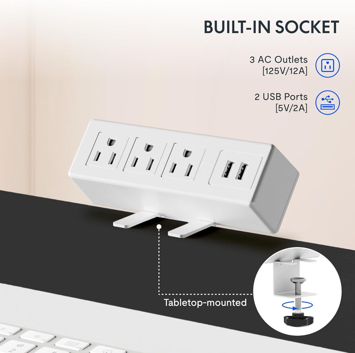 FLEXISPOT EN2 Whole-Piece Standing Desk with Clamp Power Strip, 60 x 24 Electric Stand Up Height Adjustable Desk with Cable Management (White Frame + 60" Gray Wood Grain Desktop, 2 Packages)