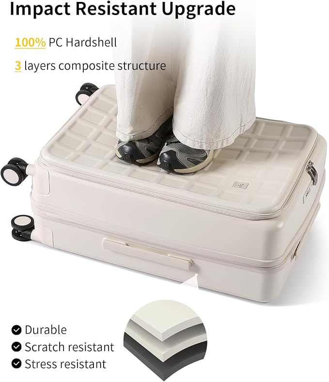 aji Expandable Top Opening Carry On Luggage Airline Approved, 20 Inch