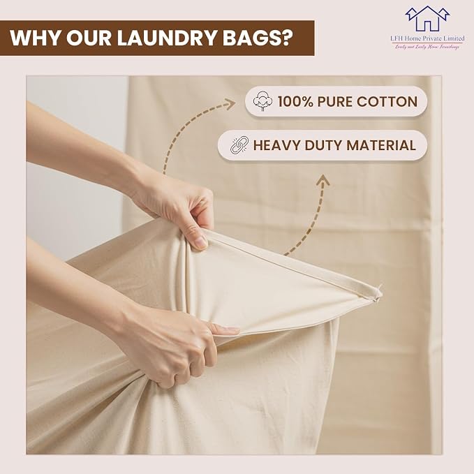 LFH Home Large Premium 100% Cotton Canvas Laundry Bag