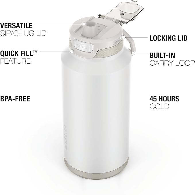 ZULU Powerfill Pro 64oz Half Gallon Stainless Steel Water Bottle