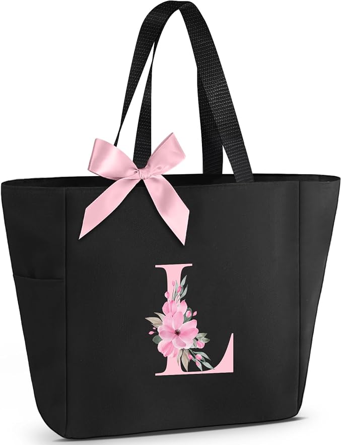 Vavabox Tote Bag, A-Z Initial Monogrammed Waterproof Tote Bag, Bridesmaid Gifts