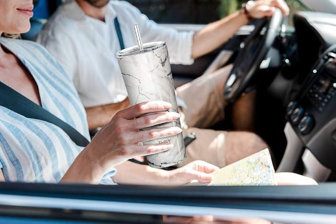 THILY Stainless Steel Vacuum Insulated Tumbler Travel Mug 26 oz Coffee Cup