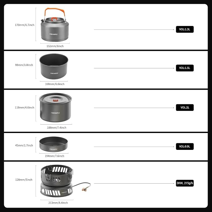 Fire Maple Versatile Outdoor Cooking Set Gas Stove Aluminum, Compact & Durable