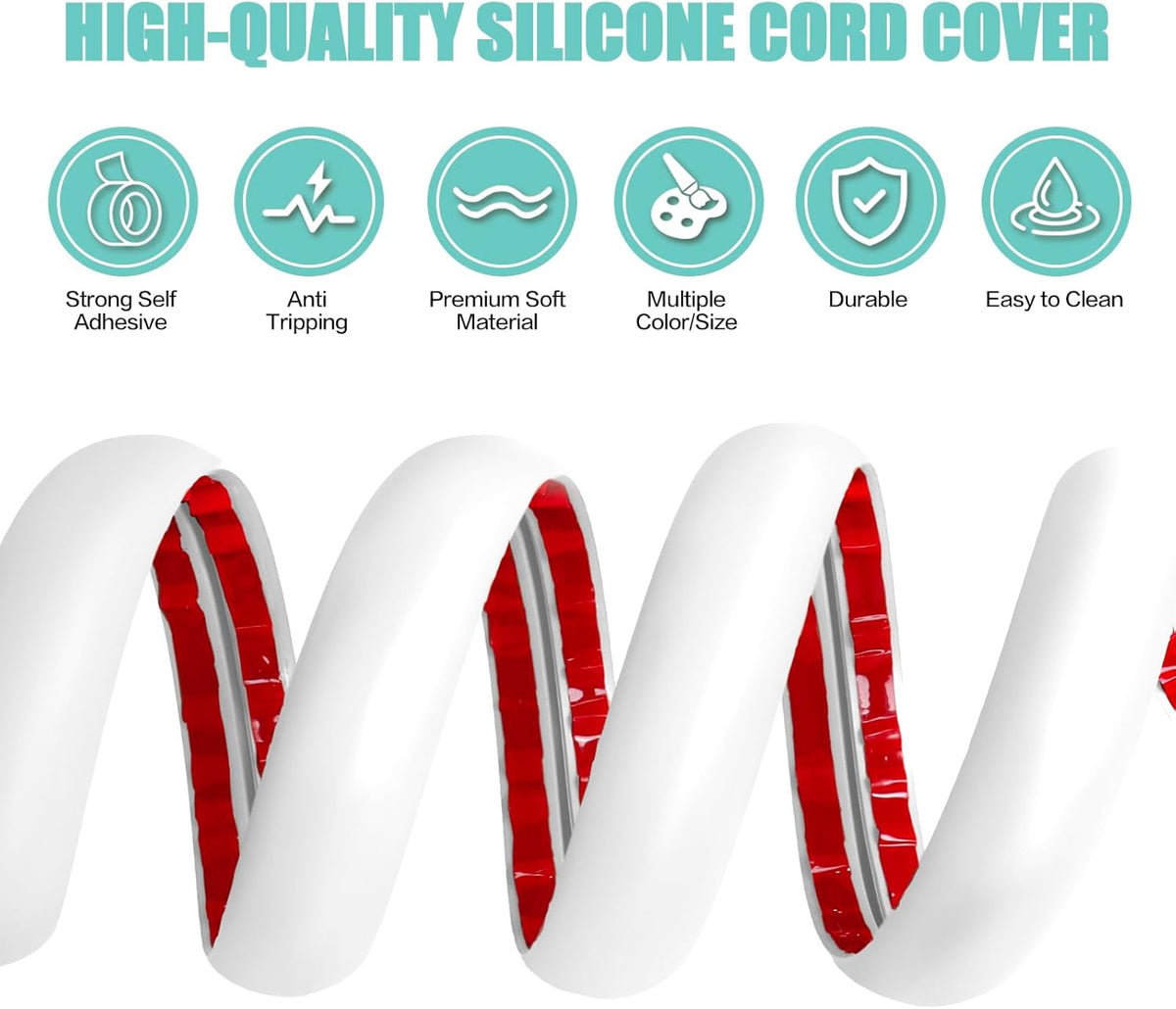 Floor Cord Cover Self Adhesive Cord Hider,20FT Cable Management, Extension Strip Protector for Wires, Prevent Cable Trips for Offices, Gyms, Exhibitions Cavity:0.39"(W) x 0.27"(H) White