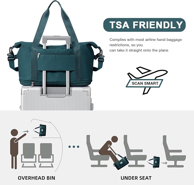 Travel Duffel Bag, Sports Tote Gym Bag, Shoulder Weekender Overnight Bag
