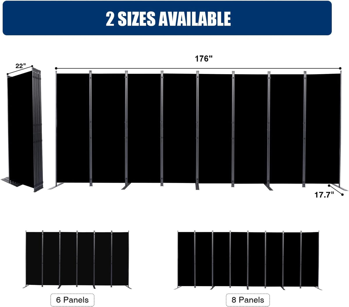 Room Divider and Folding Privacy Screens， 8 Panel Wide Room Divider Wall Screen for Room Separtition, Partition Room Dividers Fabric Panel Wall Dividers Freestanding for Office, Bedroom, Studio Dorm