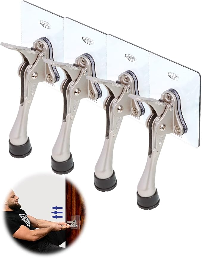 Door Stopper with Adhesive Bracket Stickers, No Drilling or Tools Needed
