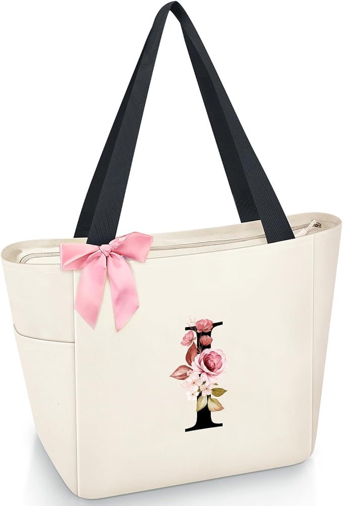 Vavabox Tote Bag, A-Z Initial Monogrammed Waterproof Tote Bag, Bridesmaid Gifts