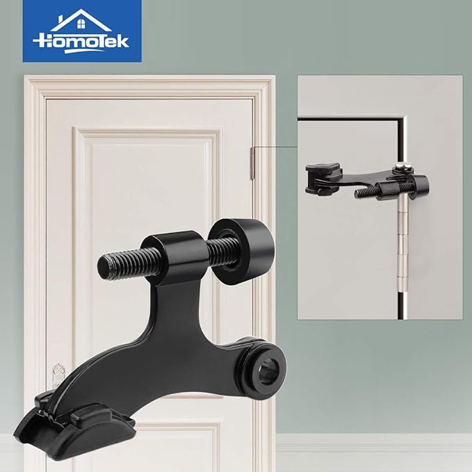 HOMOTEK 2 Pack Hinge Pin Black Door Stopper, Adjustable Deluxe Heavy Duty Door