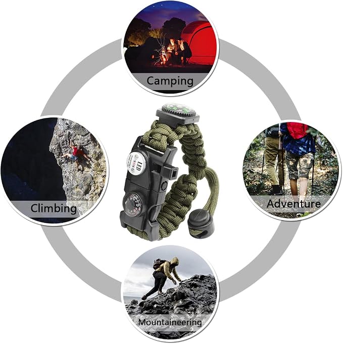 20 in 1 Survival Paracord Bracelet Adjustable Gear Kit