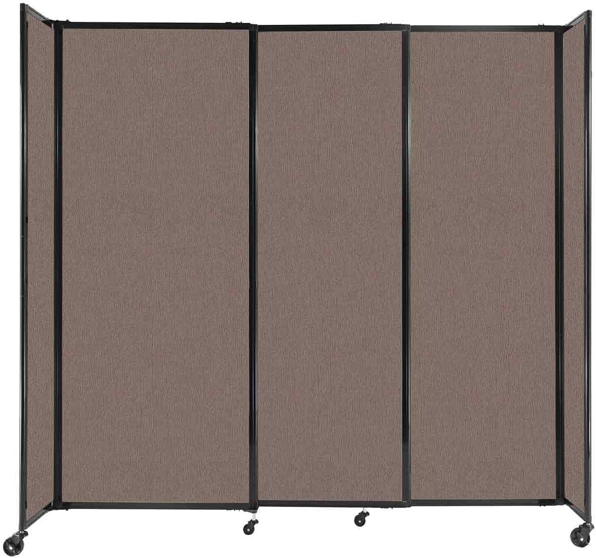 Versare Straightwall Sliding Portable Wall Partition | Freestanding Office Dividers | Locking Wheels | Temporary Room Separator | 7'2'' Wide x 6'10'' Tall Latte Fabric Panels