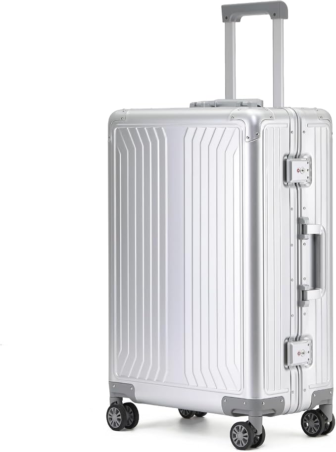 Metal all aluminum carry-on suitcase 20 "hard face, TSA lock and rotating wheel