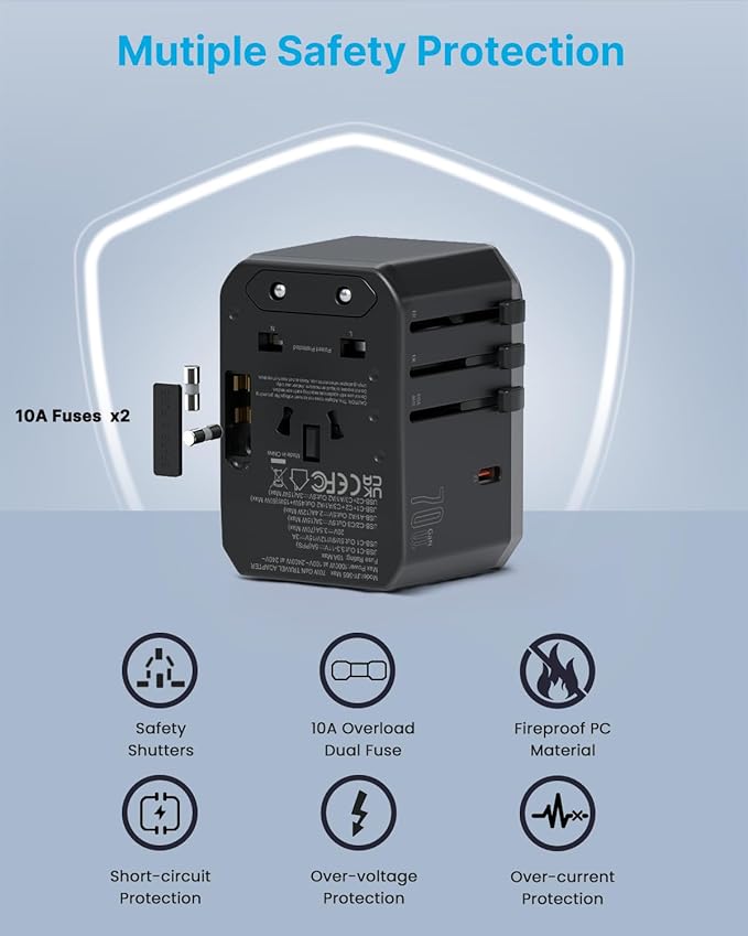 Universal Travel Adapter, VINTAR 70W GaN International Power Adapter