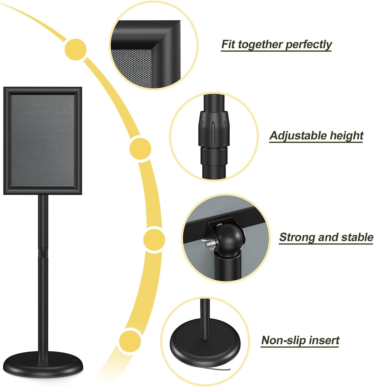 Relx Sign Holder Stand 8.5x11 inch - Adjustable Floor Standing Sign Holder - Signage Stand with Snap-Open Frame Display for Malls,Schools,Restaurants