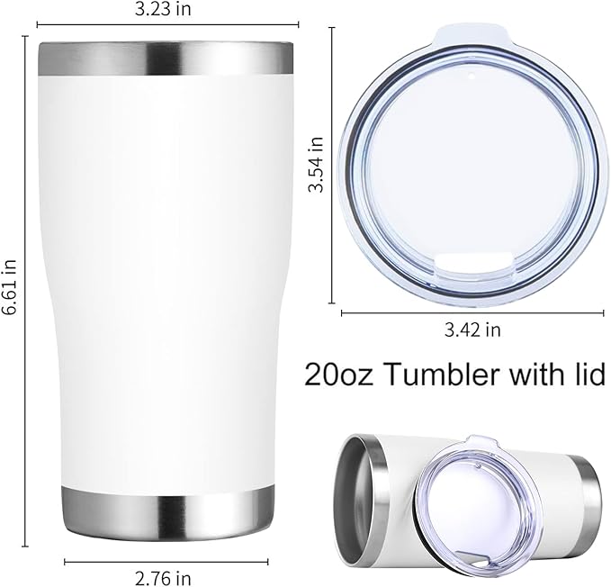 DOMICARE 20oz Tumbler with Lid Stainless Steel Tumblers Bulk, Double Wall
