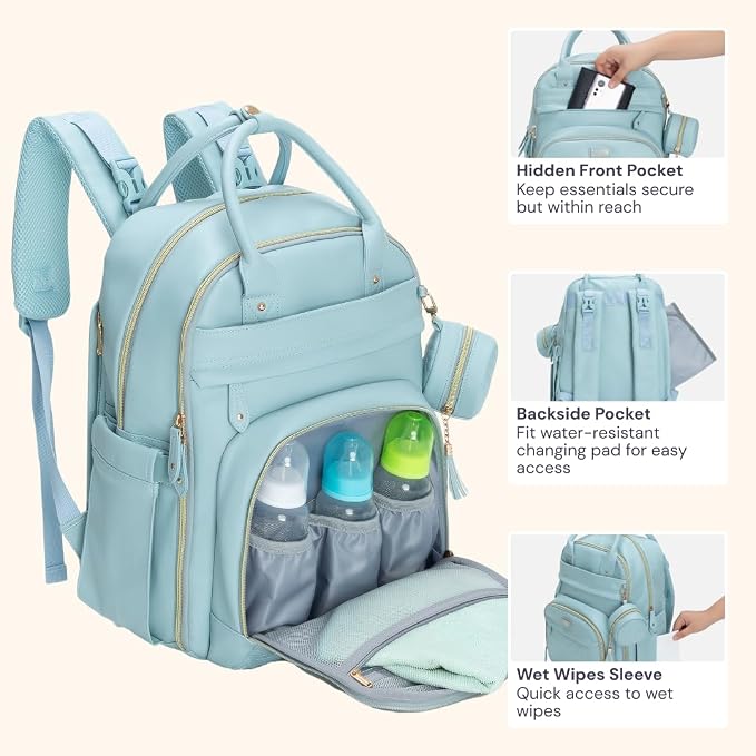 BabbleRoo Leather Diaper Bag Backpack